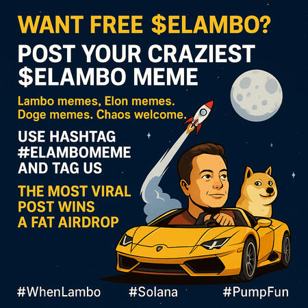 “Join the $ELAMBO Garage” “Elon’s Lambo meme coin on Solana – Telegram community link”